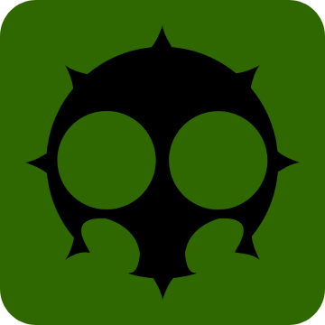 The aspect of Doom, a blackened skull on green.