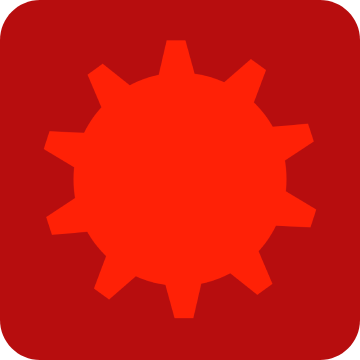 The aspect of Time, a red cog amidst crimson.